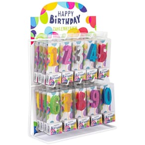 Geburtstagskerze BIRTHDAY FUN, Zahl 0-9, sortiert