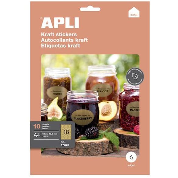 Etikett APLI kraft oval 63,5x42,3mm (10)