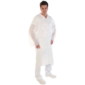 Besøgsjakker engangs LDPE 120 cm, hvid, 10 stk