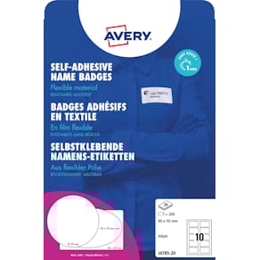 Badge Avery zelfklevend, 80 x 50 mm, doos van 200 stuks, wit
