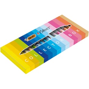 Balpen BIC 4 Colours Collector Box, medium, klassiek, 15 stuks