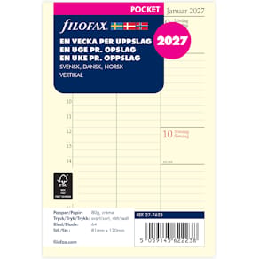 Dagbok Pocket 2027 Vecka Per Uppslag Vertikal Svensk/Dansk/Norsk