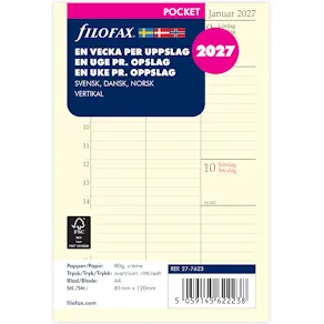 Dagbok Pocket 2027 Vecka Per Uppslag Vertikal Svensk/Dansk/Norsk