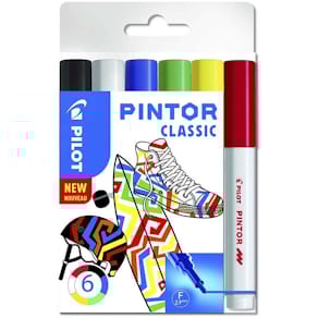 Paint marker Pilot Pintor fin 1,0 mm rund, assorteret, 6 stk