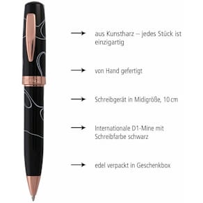 Kugelschreiber Online Metall, schwarz/rose