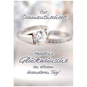 Glückwunschkarte KOMMA³ Diamantene Hochzeit, silber, mit Umschlag