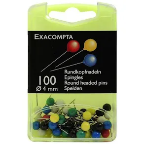 Kartnål EXACOMPTA 4mm sort.färg 100/fp