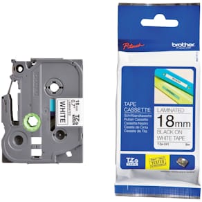 Beschriftungsband Brother TZ, 18 mm x 8 m, schwarz auf weiß