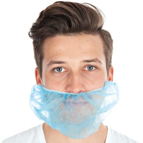 Skægbind stort skæg, nakkeelastik, blå, 100 stk