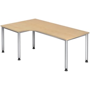 Schreibtisch Hammerbacher HS82, Ahorn, 200 x 120 cm, silbernes 4‑
