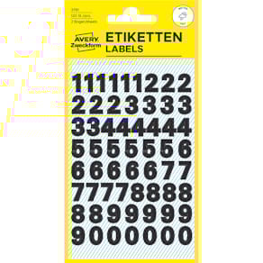 Zahlenetikett Avery Zweckform Home, 0–9, Folie, schwarz, 120 St.