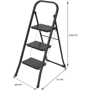 Trapladder Brasq SL300, metaal, zwart, 3 treden
