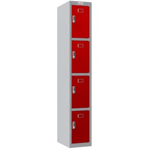 Garderobenschrank Phoenix Safe PL1430GRE, 4 Fächer, grau/rot