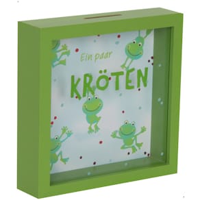 Spardose EigenArt mit Glasfront, grün, 16x16x10 cm, "Ein paar Krö