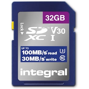 Geheugenkaart SDXC Integral V30, 32 GB