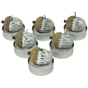 Teelichter PBS, Eichel-Motiv, 6 Stück, bunt, 4 cm