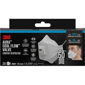 Stofmasker 3M Aura Cool Flow FFP2, met ventiel, pak van 2 stuks