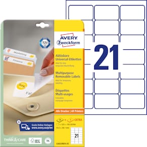Avery aftagelig etiket 63,5x38,1mm (630)
