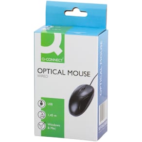 Maus Q-CONNECT optisch, 3 Tasten, kabelgebunden, schwarz