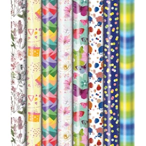 Geschenkpapierrolle ZÖWIE Präsenta 5 m x 70 cm, 10 Motive sortiet
