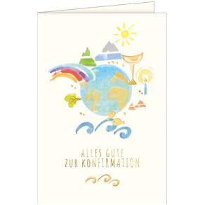 Konfirmationskarte, bunt, 11,5 x 17 cm, mit Umschlag