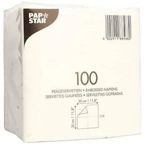 Servietten PAPSTAR, 1-lagig, 100 Stück, weiß, 30x30 cm