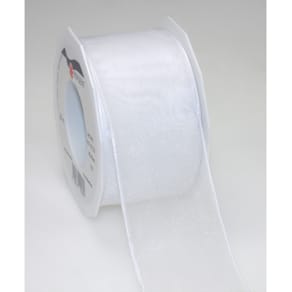 Organzaband 60mm x 25m, weiß, mit Drahtkante