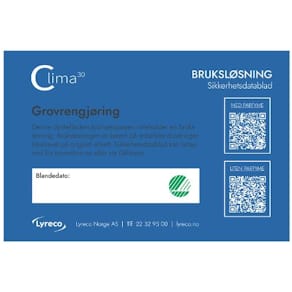 Bruksetikett CLIMA30 Grovrengjøring