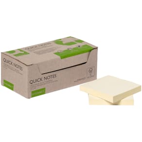 Haftnotizblock Q-CONNECT, 12x100 Blatt, recycelt, gelb