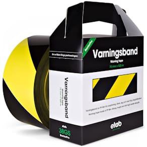 Varningsband 75mmx500m gul/svart