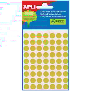 Etiketten Apli, rond, etui, 10 mm, geel, 315 stuks, 63/vel