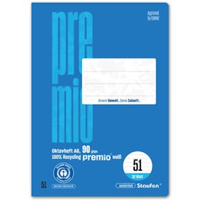 Oktavheft Staufen Premio, LIN51, A6, 32 Blatt, 7 mm liniert