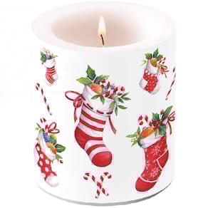 Stumpenkerze AMBIENTE Weihnachtsstrümpfe, 10 cm, bunt