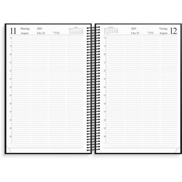 Timeavtalebok GRIEG spiral 2025 sort