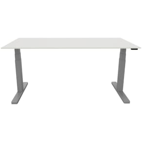 Schreibtisch Q-CONNECT, elektrisch höhenverstellbar, weiß/silber
