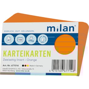 Karteikarte Milan, A7, liniert, orange, 100 Stück