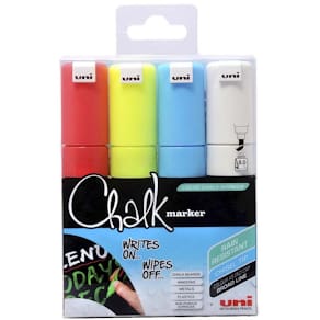Kridtmarker uni-ball Chalk 8 mm rund, assorteret, 4 stk