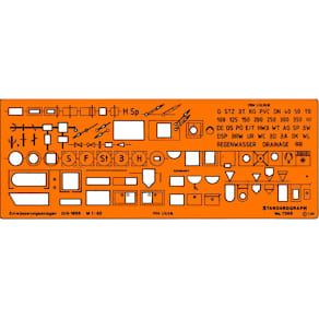 Schablone STANDARDGRAPH, für Gewässer, 1:50, 270x100x1mm, orange