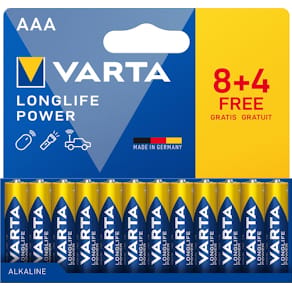Batterij Varta Longlife Power AAA, blister van 8 + 4