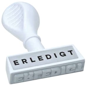 Textstempel WEDO ERLEDIGT, ergonomischer Griff, weiß