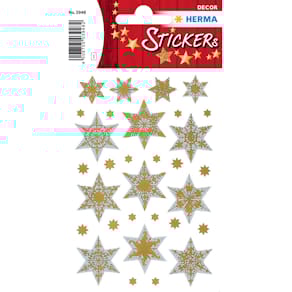 Schmucketiketten HERMA Sterne, silber, 34 Stück