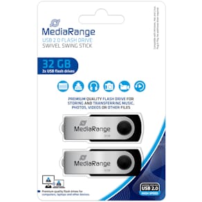 USB-Stick MediaRange, 2er Pack, USB 2.0, inkl. URA, 32 GB