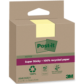Notes POST-IT SS 76x76mm rec gul 3/fp