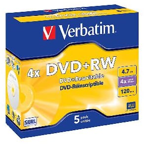 DVD+RW Verbatim Jewelcase, 4,7Gb, 5/fp