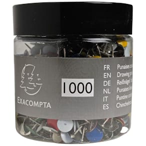 Häftstift EXACOMPTA sort.färger 1000/fp