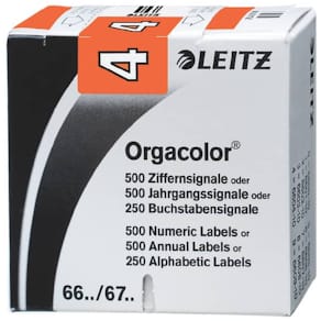 Ziffernsignale Leitz Orgacolor 4, orange, 23 x 30 mm, 500 Stück
