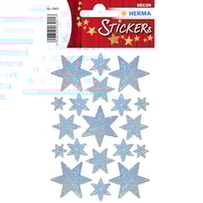 Schmucketikett HERMA Sterne, silber, 19 Stück