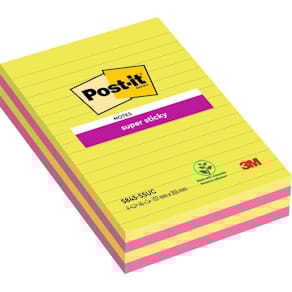 Haftnotizblock Post-it Super Sticky Notes, liniert, 125 x 200 mm,