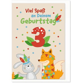 Geburtstagskarte KOMMA³ Zahl 3, bunt, inkl. Umschlag