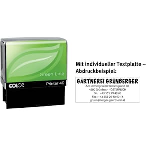 Stempel COLOP Printer 40 Green Line, mit Stempelplatte